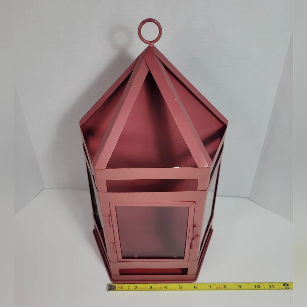 Charming Extra Large Metal and Glass Vintage Lantern Wall Sconce Rare